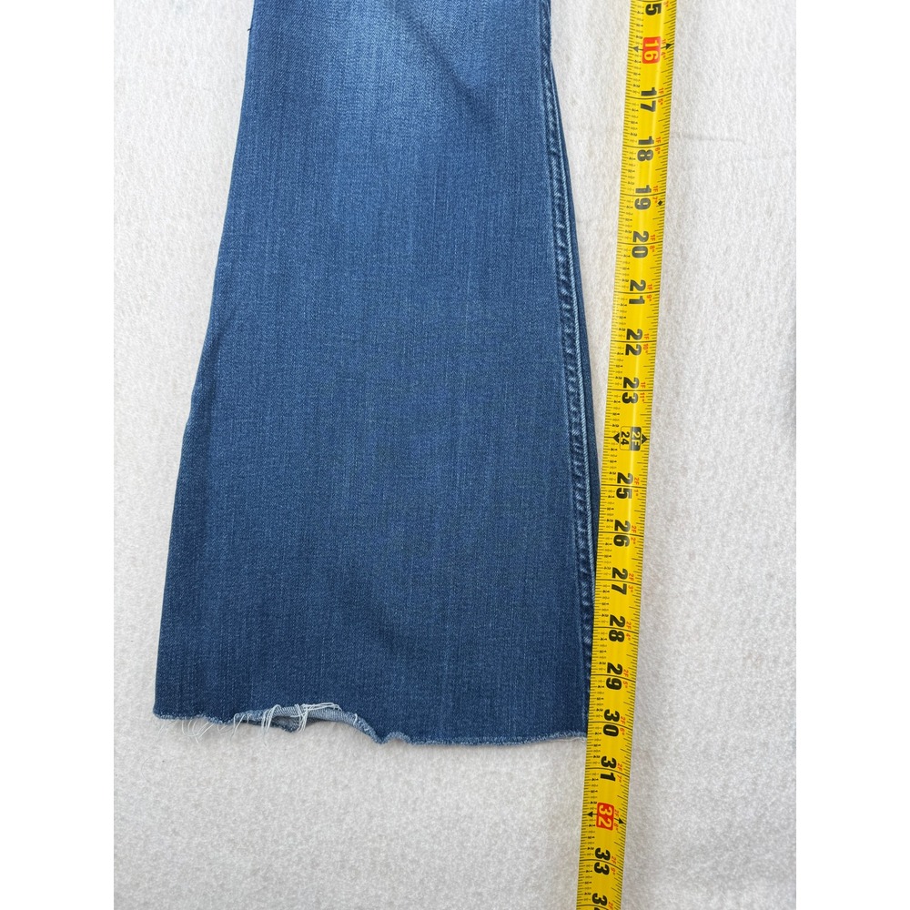 Y2K Hollister High Rise Flare Jeans Blue Raw Hem Side Slit Size 7R (28x30) Boho - Picture 7 of 12
